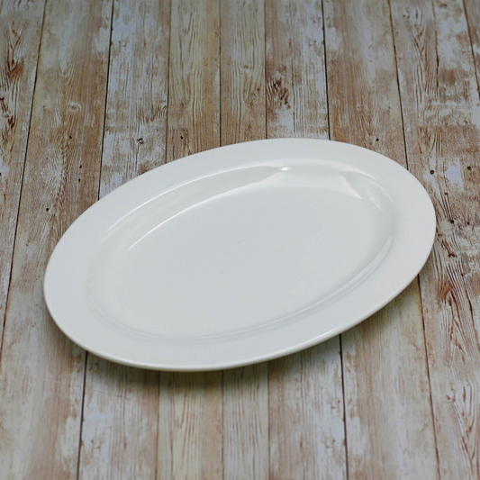 Wilmax Fine Porcelain Professional Rolled Rim White Oval Plate / Platter 14" | WL-992026/A