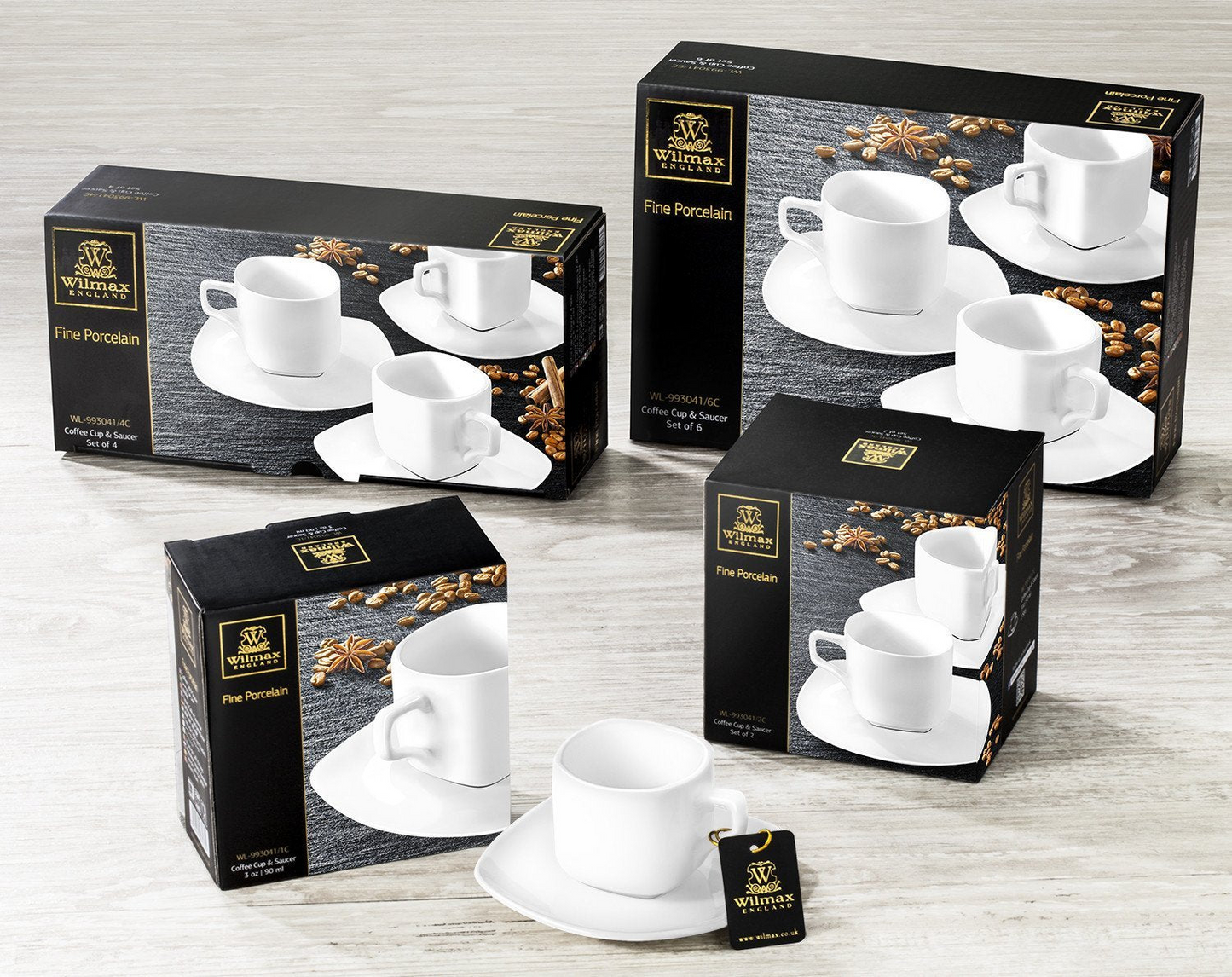 Wilmax [A] Fine Porcelain 3 Oz | 90 Ml Coffee Cup & Saucer WL-993041AB