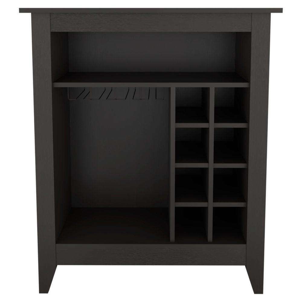 DEPOT E-SHOP Mojito Bar Cabinet, Six Wine Cubbies, One Open Drawer, One Open Shelf, Countertop-Black, For Living Room