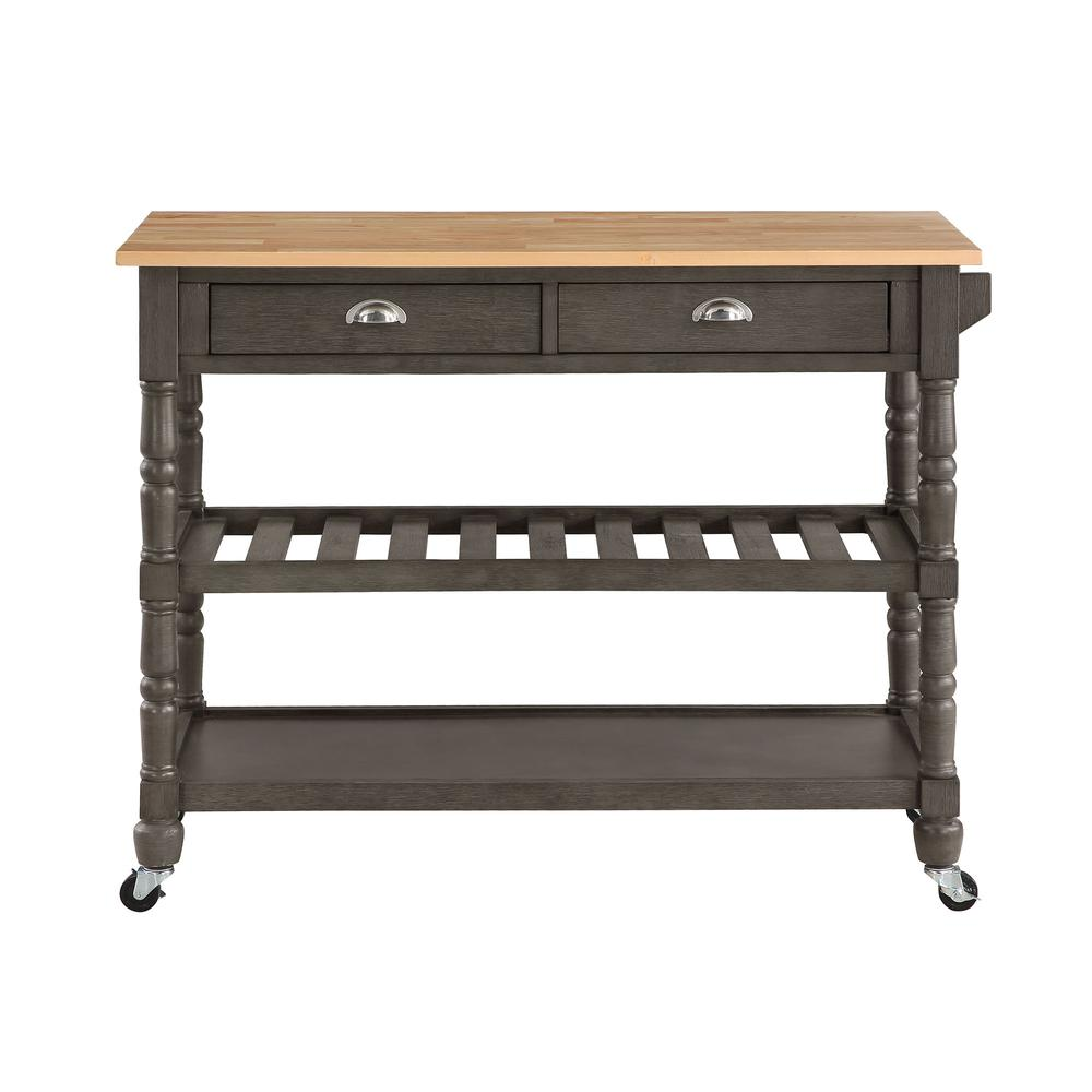 French Country 3 Tier Butcher Block Kitchen Cart with Drawers