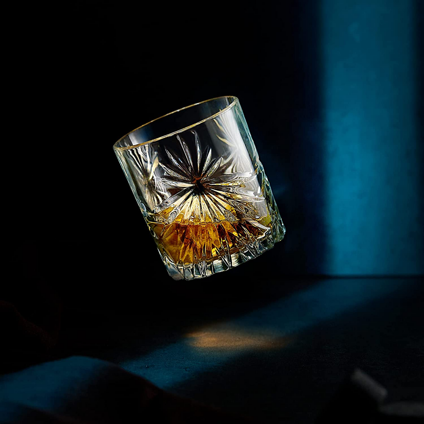 Crystal Whiskey Glasses - Set of 2 Soleil Glass Tumblers (10.7oz)