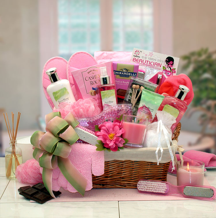 Sweet Blooms Spa Gift Basket - spa baskets for women gift