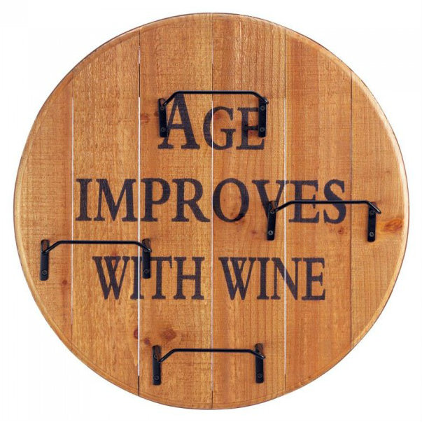 Age Improves With Wine Round Wood Wine Rack