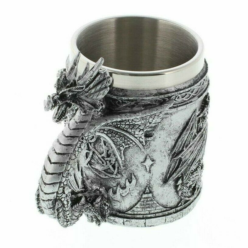 Pewter-Look Medieval Dragon Mug