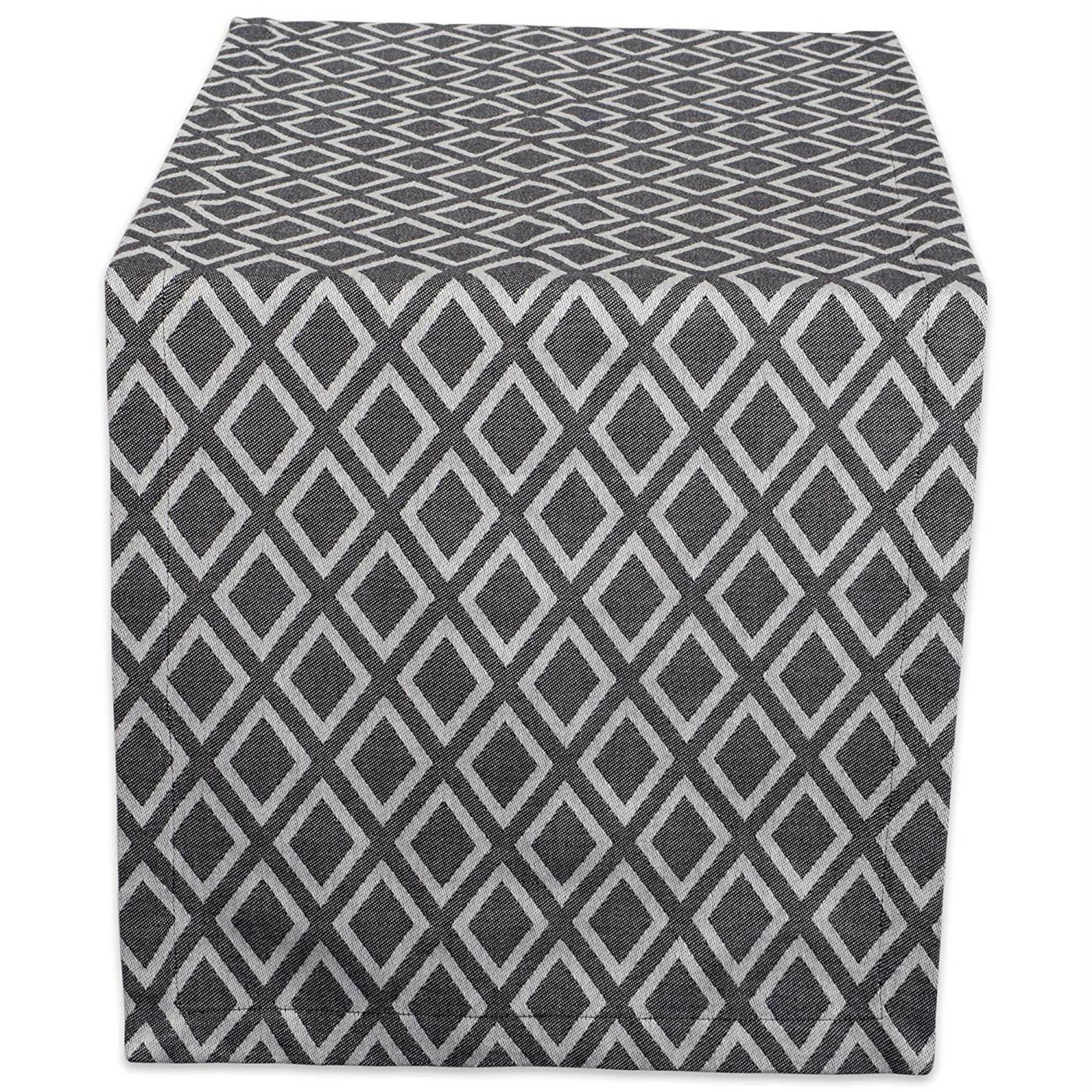 Black and White Diamond Pattern Table Runner - 108 inches