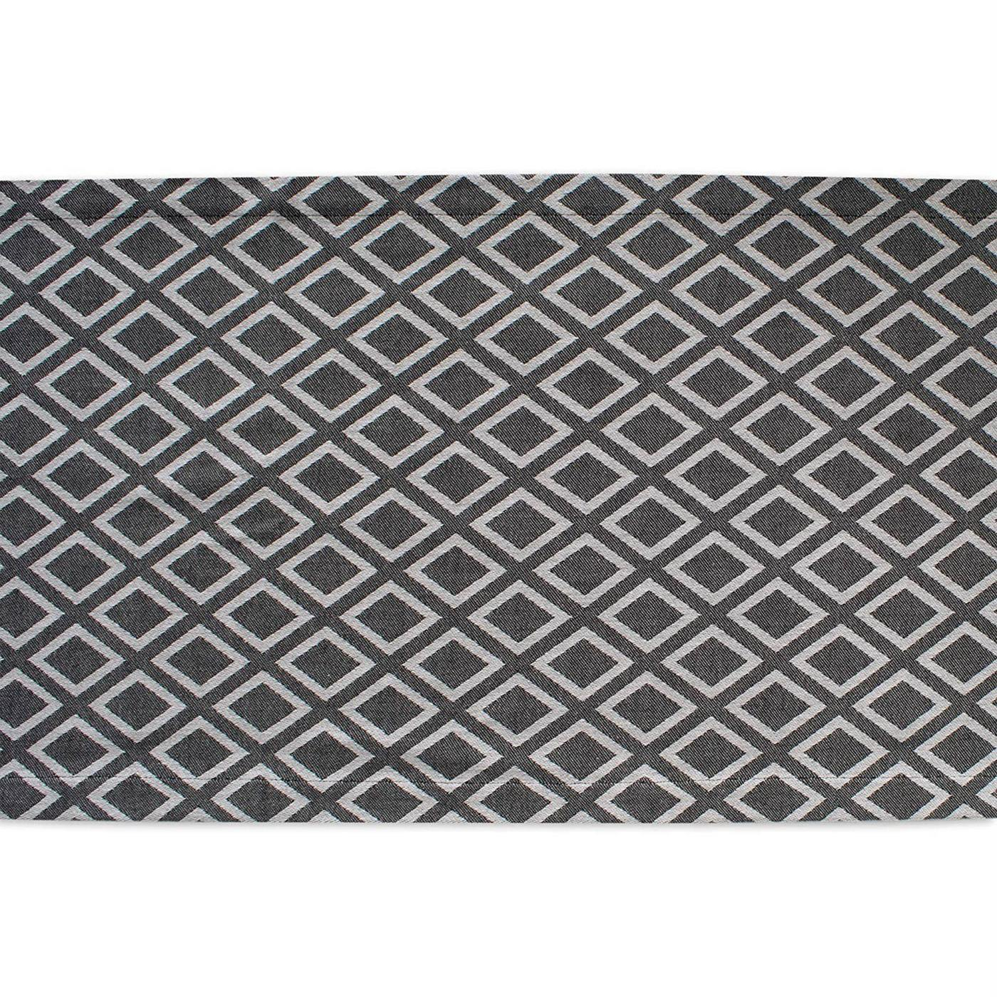 Black and White Diamond Pattern Table Runner - 72 inches